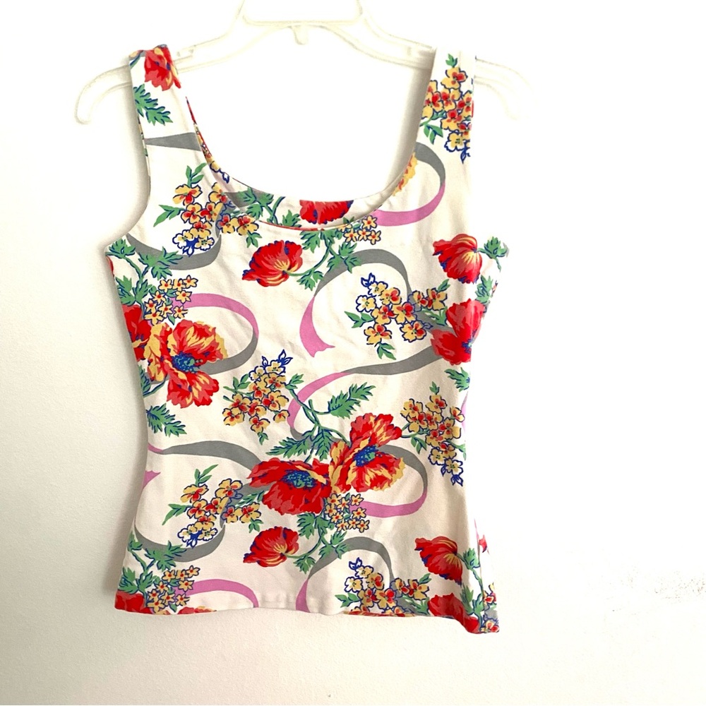 VINTAGE 1980’S BETSEY JOHNSON PUNK LABEL FLORAL TOP AND LEGGINGS SET SIZE LARGE - Picture 4 of 6